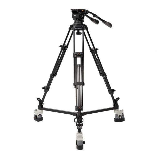 Ikan International EI-7080-AAD 2-Stage Aluminum 100mm Fluid Head Tripod & Dolly Kit, 26.4 lbs Payload, w/ Adjustable Counterbalance (E-IMAGE)