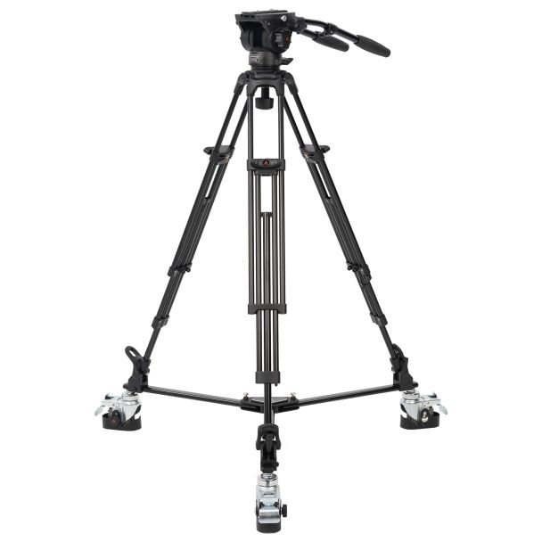 Ikan International EG780A2D 2-Stage Aluminum Fluid Head Tripod Kit w/ Dolly, 22 lbs Payload, w/ Adjustable Drag (E-Image)