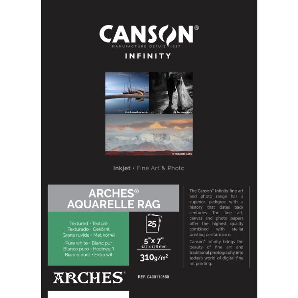 Canson Infinity Arches Aquarelle Rag gr310 12.7x17.8cm x25