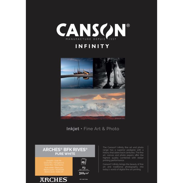 Canson Infinity Arches BFK Rives Pure White gr310 A3x25