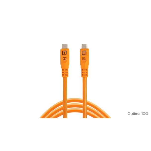Tether Tools TetherPro Optima 10G USB-C Straight Cable 3m High Visibility Orange