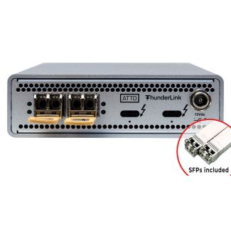Atto Technology Dual 40Gb to Dual 25Gb Ethernet Thunderbolt 3 Adapter, SFP28 included