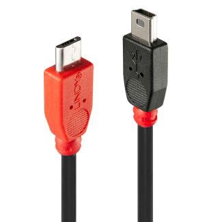 Lindy 31719 cavo USB USB 2.0 2 m Mini-USB B Micro-USB B Nero, Rosso