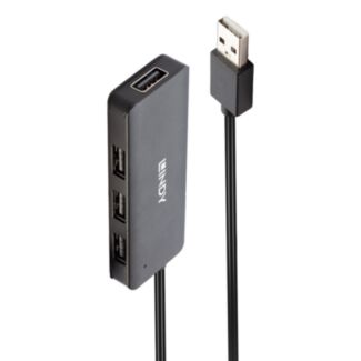 Lindy 42986 hub di interfaccia USB 2.0 480 Mbit/s Nero