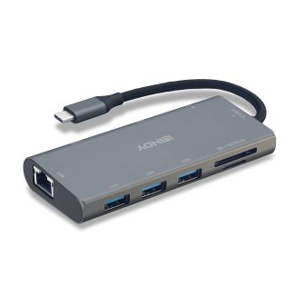 Lindy DST-Mini Plus, USB-C Laptop Mini Docking Station with 4K HDMI, VGA Support and 100W Pass-Through Charging