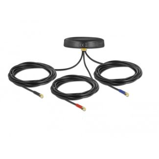 DeLOCK Antenna LTE-MIMO UMTS GSM GNSS multibanda 3 x SMA maschio omnidirezionale nero montaggio su tetto all'esterno