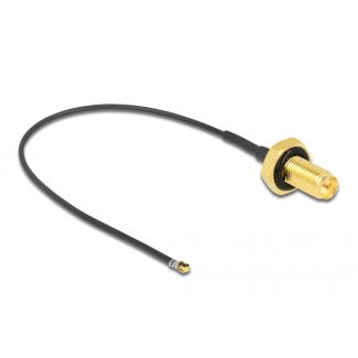 DeLOCK Cavo Antenna RP-SMA femmina passante per I-PEX Inc., MHF® 4L LK maschio 1.37 10 cm lunghezza filettatura 10 mm antispruzzo
