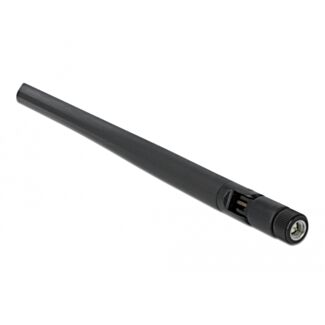 DeLOCK WLAN 802.11 a/ax/a/b/g/n Antenna RP-SMA maschio 5 dBi 20 cm omnidirezionale con giunto inclinabile flessibile e superficie in gomma nera