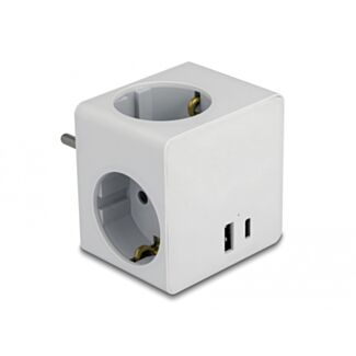 DeLOCK Multipresa Cube a 3 vie con chiusura a prova di bambino e caricatore USB PD 3.0 20 W bianco