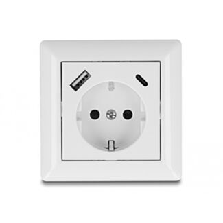 DeLOCK Presa a muro con due porte di ricarica USB, 1 x USB Tipo-A e 1 x USB Type-C con PD 3.0, 18 W