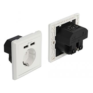 DeLOCK 11471 presa energia CEE 7/3 + USB Bianco