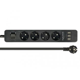 DeLOCK 11209 power extension 1.5 m 4 AC outlet(s) Indoor Black