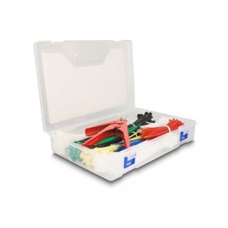 DeLOCK Scatola di assortimento di fascette con strumento di installazione delle fascette 600 pezzi colori assortiti