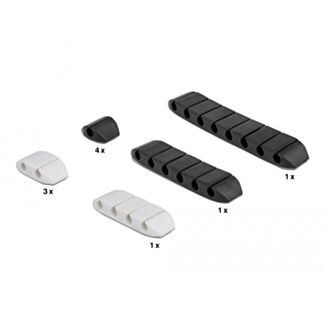 DeLOCK Portacavi trapezoidale autoadesivo combo set 10 pezzi nero / bianco