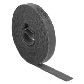 DeLOCK Nastro con chiusura a strappo a rotolo L 5 m x P 15 mm grigio