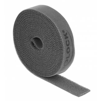 DeLOCK Nastro con chiusura a strappo a rotolo L 2 m x P 15 mm grigio