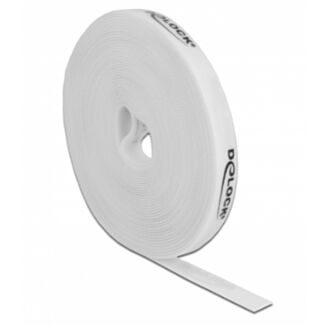 DeLOCK Nastro con chiusura a strappo a rotolo L 10 m x P 15 mm bianco