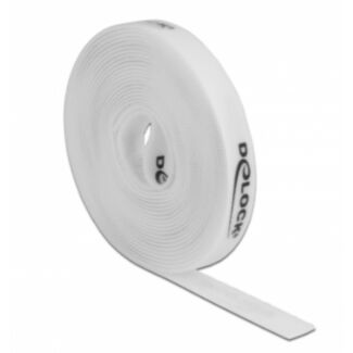 DeLOCK Nastro con chiusura a strappo a rotolo L 5 m x P 15 mm bianco