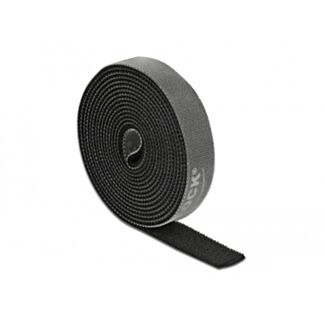 DeLOCK Nastro con chiusura a strappo a rotolo L 2 m x P 15 mm nera