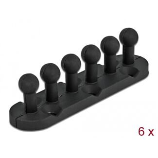 DeLOCK Portacavi con 5 passacavi autoadesivi / avvitabili 6 pezzi neri