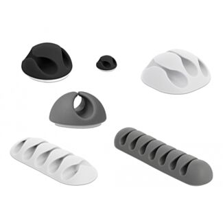 DeLOCK 18300 organizer per cavi Scrivania/Parete Supporto per cavo Nero, Grigio, Bianco 6 pz