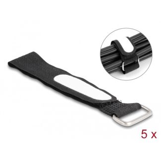 DeLOCK Hook-and-loop cable tie with loop and label tap L 203 x W 20 mm black 5 pieces