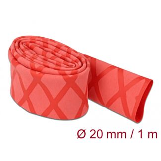 DeLOCK Tubo termorestringente X-pattern antiscivolo 1 m x 20 mm rosso