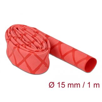 DeLOCK Tubo termorestringente X-pattern antiscivolo 1 m x 15 mm rosso