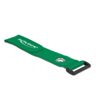 DeLOCK Hook-and-loop cable tie with Loop and Fastening Eyelet L 280 x W 38 mm green 3 pieces