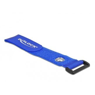 DeLOCK Hook-and-loop cable tie with Loop and Fastening Eyelet L 280 x W 38 mm blue 3 pieces