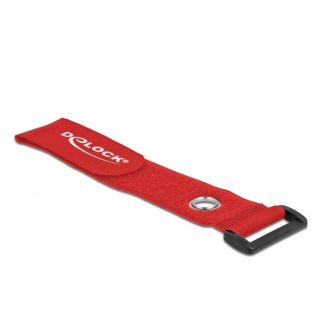 DeLOCK Hook-and-loop cable tie with Loop and Fastening Eyelet L 280 x W 38 mm red 3 pieces