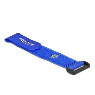 DeLOCK Hook-and-loop cable tie with Loop and Fastening Eyelet L 190 x W 25 mm blue 5 pieces