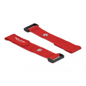 DeLOCK Hook-and-loop cable tie with Loop and Fastening Eyelet L 190 x W 25 mm red 5 pieces
