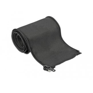 DeLOCK Woven Sleeve with zip fasterner heat-resistant 1 m x 35 mm black