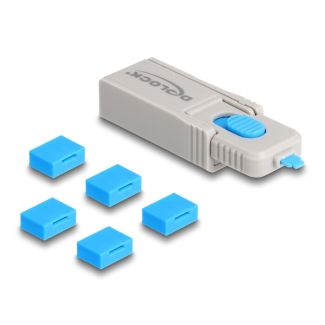 DeLOCK USB Port Blocker Set for USB Type-A female port 5 pieces + Lock tool