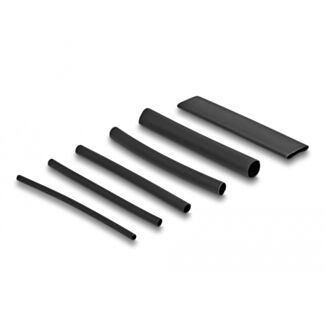 DeLOCK Scatola di assortimento per tubi termorestringenti, doppia parete con adesivo interno, rapporto di restringimento 3:1, nero 122 pezzi