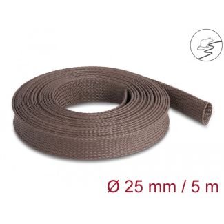 DeLOCK Braided Sleeve rodent resistant stretchable 5 m x 25 mm brown