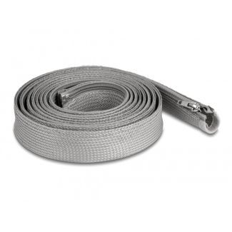 DeLOCK Braided Sleeve with zip fastener heat-resistant 3 m x 30 mm grey