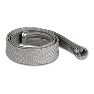 DeLOCK Manicotto intrecciato con cerniera lampo resistente al calore 1 m x 30 mm grigio