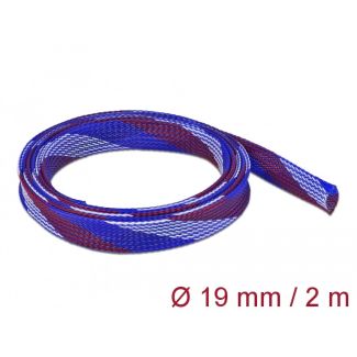 DeLOCK Braided Sleeve stretchable 2 m x 19 mm blue-red-white