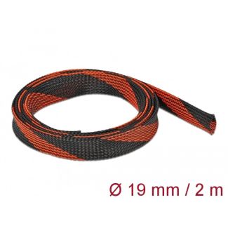 DeLOCK Braided Sleeve stretchable 2 m x 19 mm black-red