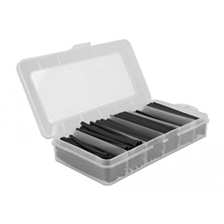 DeLOCK Scatola di assortimento per tubi termorestringenti, rapporto di restringimento 2:1, nero 196 pezzi