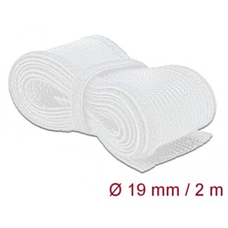 DeLOCK Manicotto intrecciato con gancio e anello di fissaggio da 2 m x 19 mm bianco
