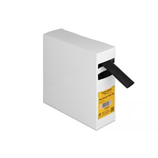 DeLOCK Scatola di per tubi termorestringenti con adesivo interno, rapporto di restringimento 3:1, 5 m x 15 mm nera