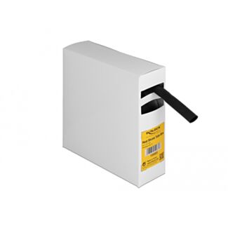 DeLOCK Scatola di per tubi termorestringenti con adesivo interno, rapporto di restringimento 3:1, 5 mm x 12,7 m nera