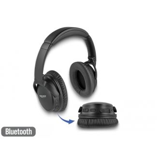 DeLOCK Cuffie sovrauricolari Bluetooth 5.0 pieghevoli con microfono integrato e bassi intensi, fino a 20 ore di riproduzione