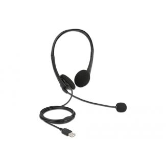 DeLOCK Auricolare stereo USB con controllo del volume per PC e portatile