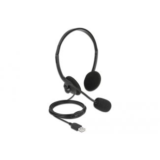 DeLOCK Auricolare stereo USB con controllo del volume per PC e portatile - Ultraleggero