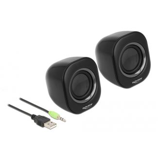DeLOCK Mini altoparlante stereo per PC con jack stereo da 3,5 mm maschio e alimentazione USB