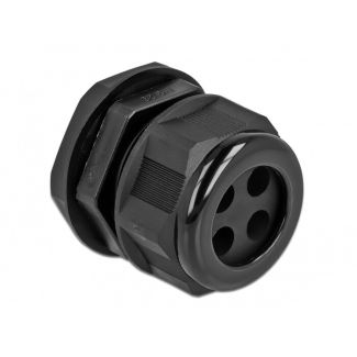 DeLOCK Cable Gland PG29 for round cable with four cable entries black 2 pieces